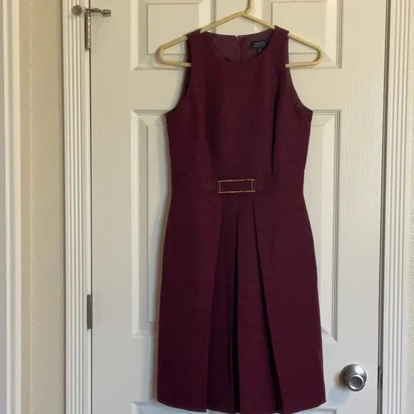 tahari burgundy dress TAHARI ASL Women's Envelope Button Collar Pleated Mini Dress  Letay Store